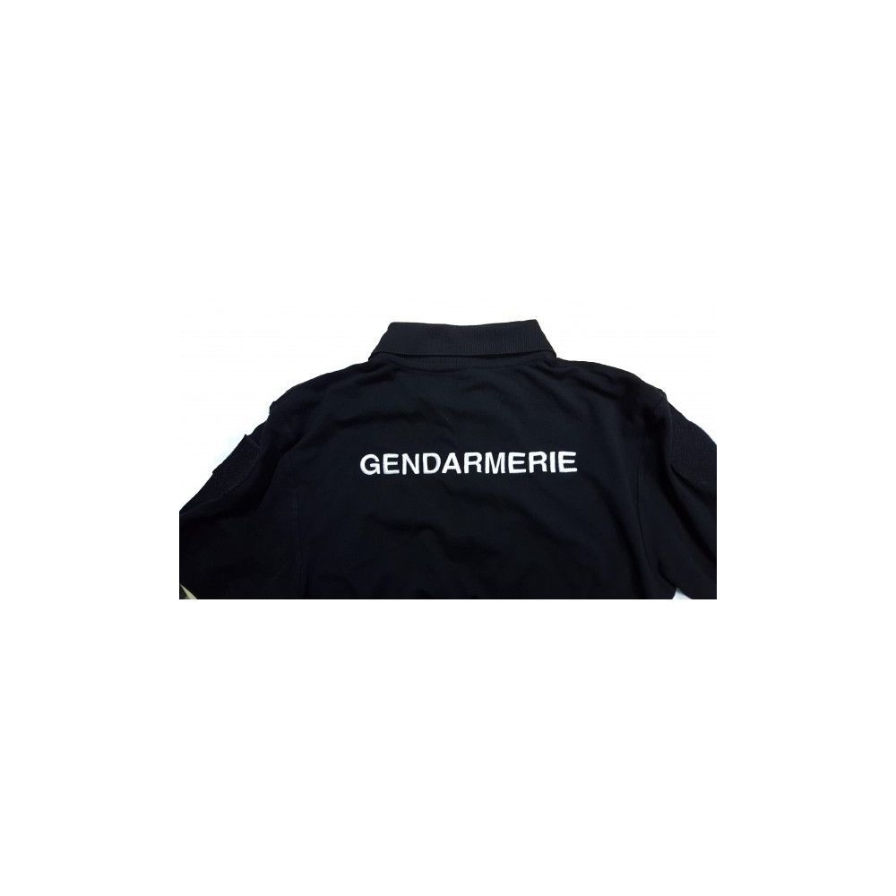 Polo noir brodé Gendarmerie col zippé Polo noir brodé Gendarmerie col zippé