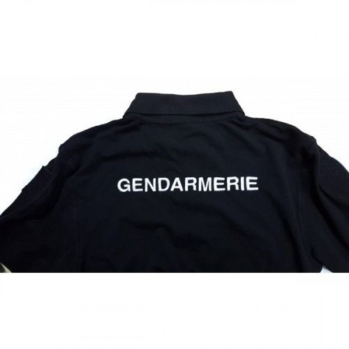 Polo noir brodé Gendarmerie col zippé