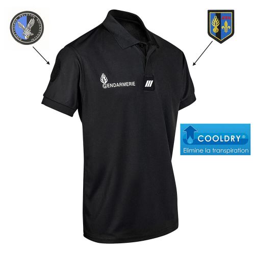 Polo respirant manches courtes noir Gendarmerie