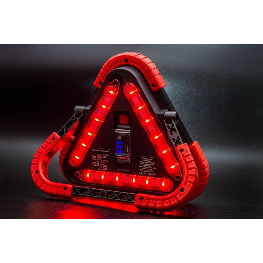 Triangle de signalisation lumineux 3 en 1 rechargeable - 2000 lumens Triangle de signalisation lumineux 3 en 1 rechargeable - 2000 lumens