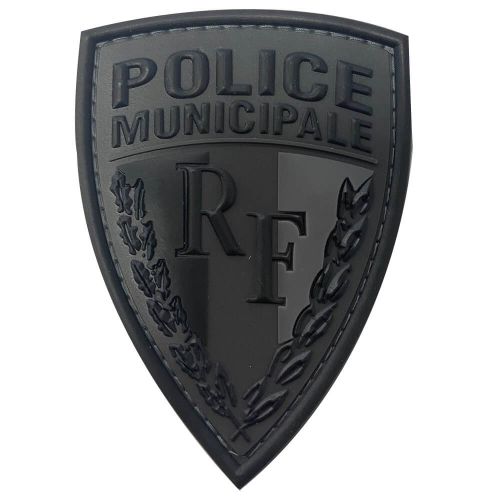 Ecusson de Bras PVC Police Municipale RF basse visibilite Noir