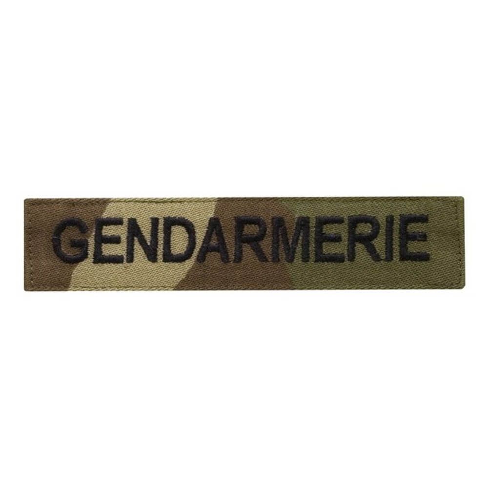 Bande patronymique Gendarmerie broderie machine fil noir sur tissu et velcro camouflée c.e. Bande patronymique Gendarmerie broderie machine fil noir sur tissu et velcro camouflée c.e.