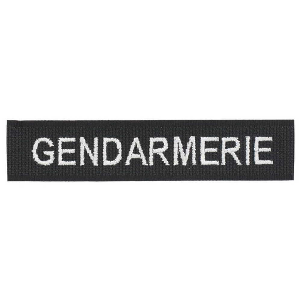 Bande patronymique Gendarmerie Broderie machine fil blanc sur velcro noir Bande patronymique Gendarmerie Broderie machine fil blanc sur velcro noir
