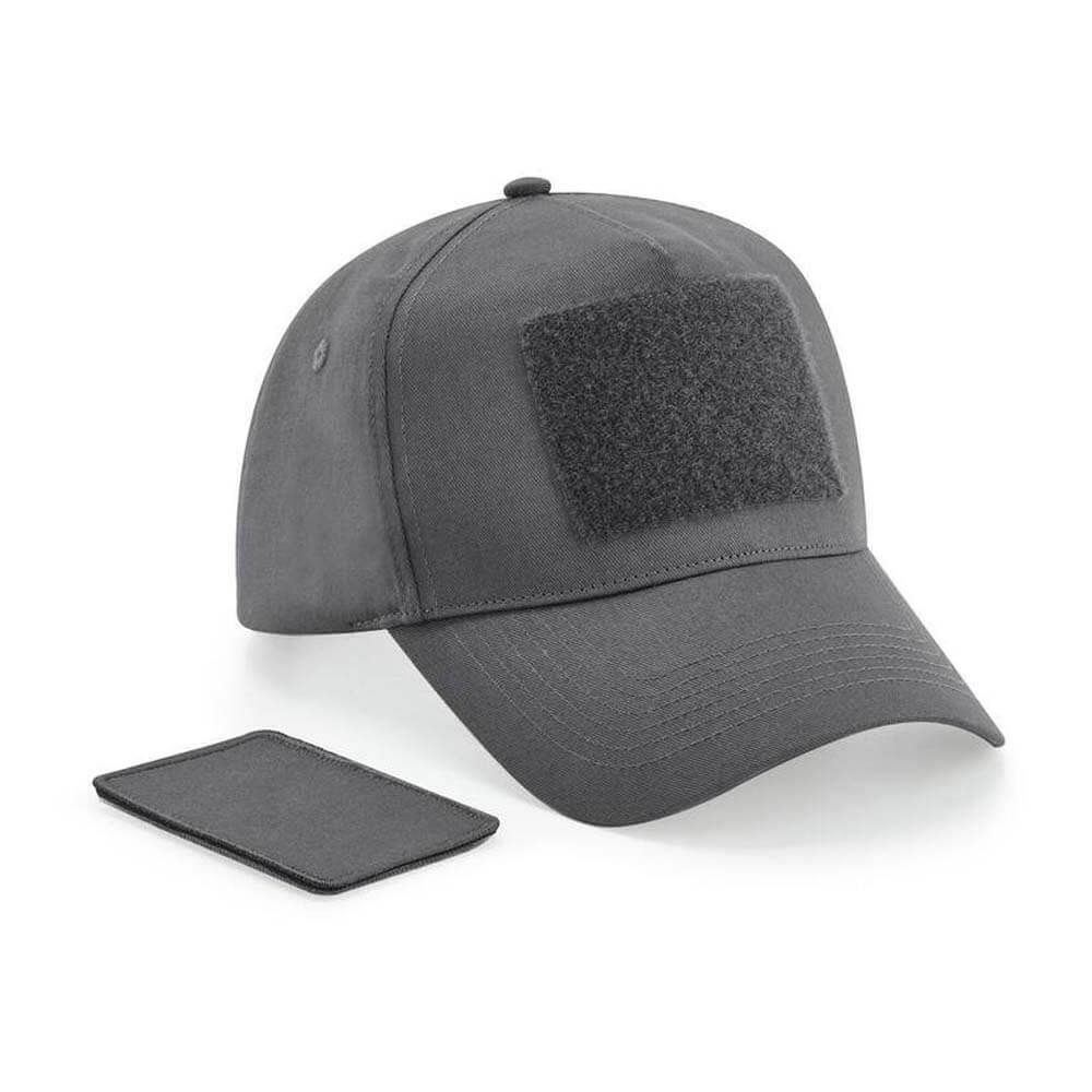 Casquette 5 pans avec patch amovible personnalisable gris Casquette 5 pans avec patch amovible personnalisable gris