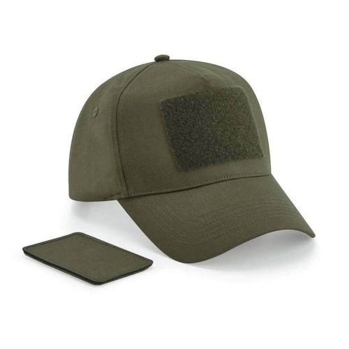 Casquette 5 pans avec patch amovible personnalisable vert armee