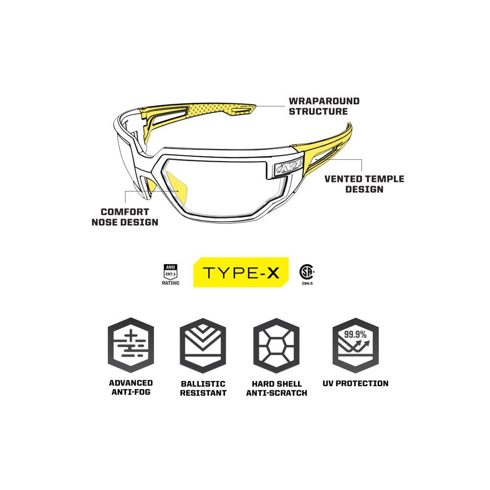 Lunettes de protection balistique Mechanix Type-X Fumées Lunettes de protection balistique Mechanix Type-X Fumées