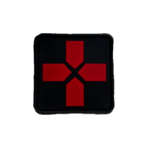 Patch croix medicale PVC noir/rouge - AMG Pro