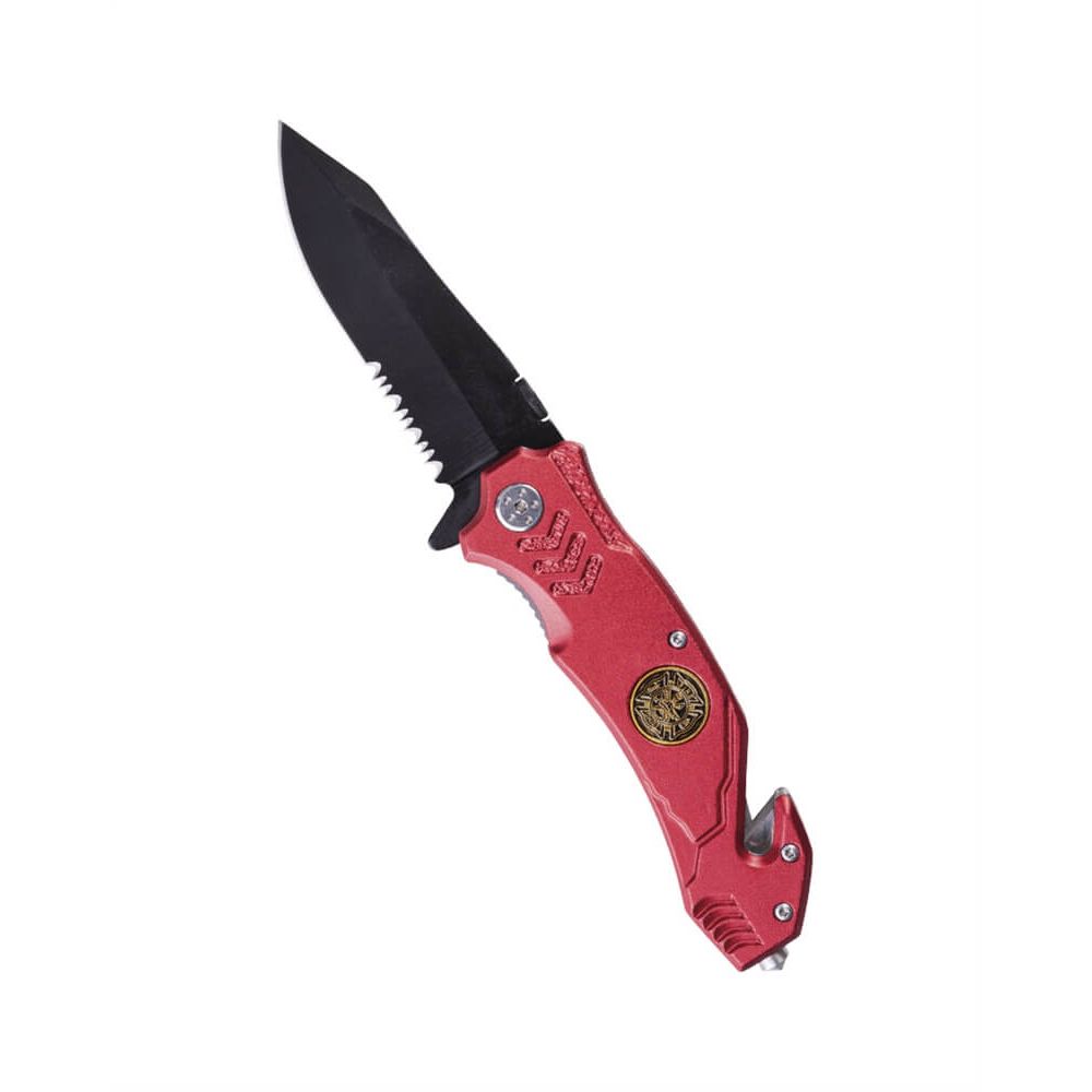 Couteau Fire Brigade brise vitre / coupe sangle Rouge - Miltec Couteau Fire Brigade brise vitre / coupe sangle Rouge - Miltec