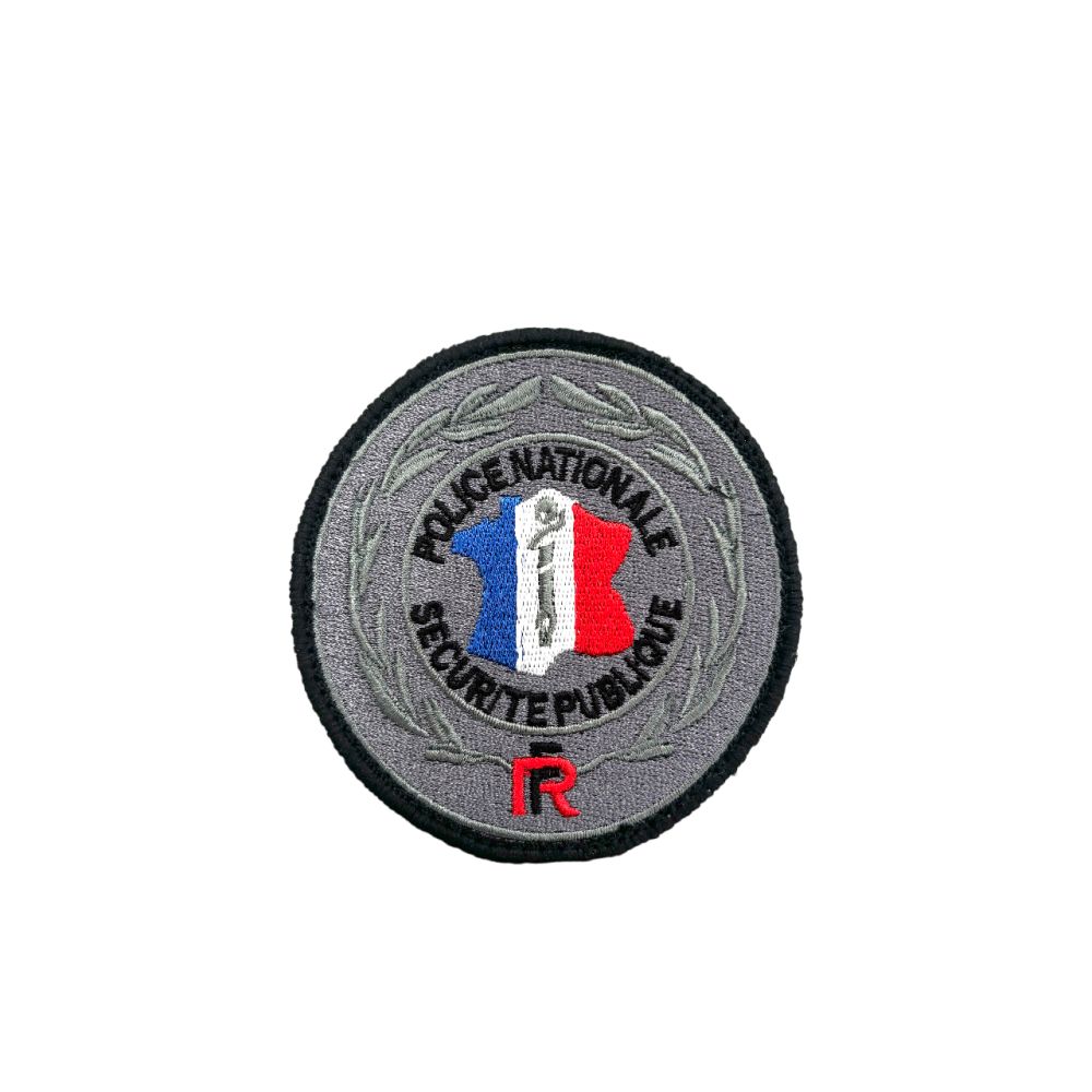 Ecusson circulaire brode Police Nationale Securite Publique BV noir