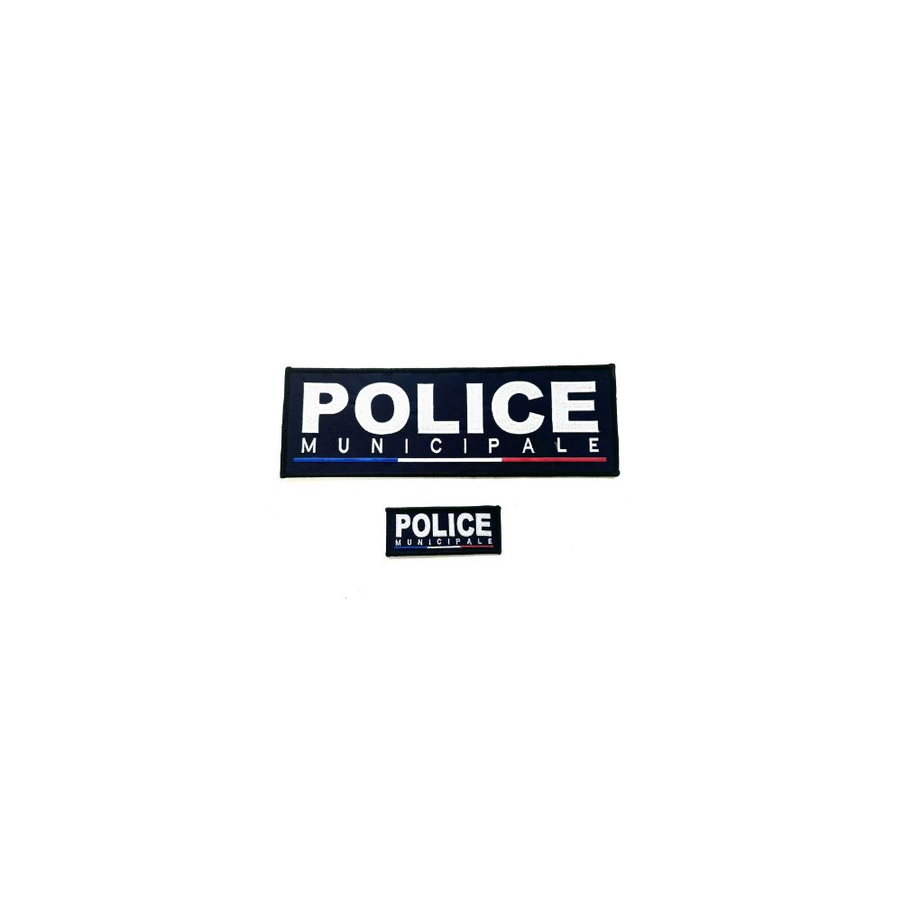 Jeu de bandes brodées Police Municipale fond bleu marine Jeu de bandes brodées Police Municipale fond bleu marine
