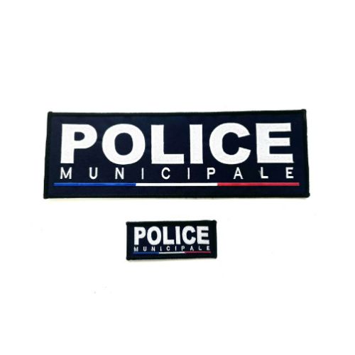 Jeu de bandes brodées Police Municipale fond bleu marine