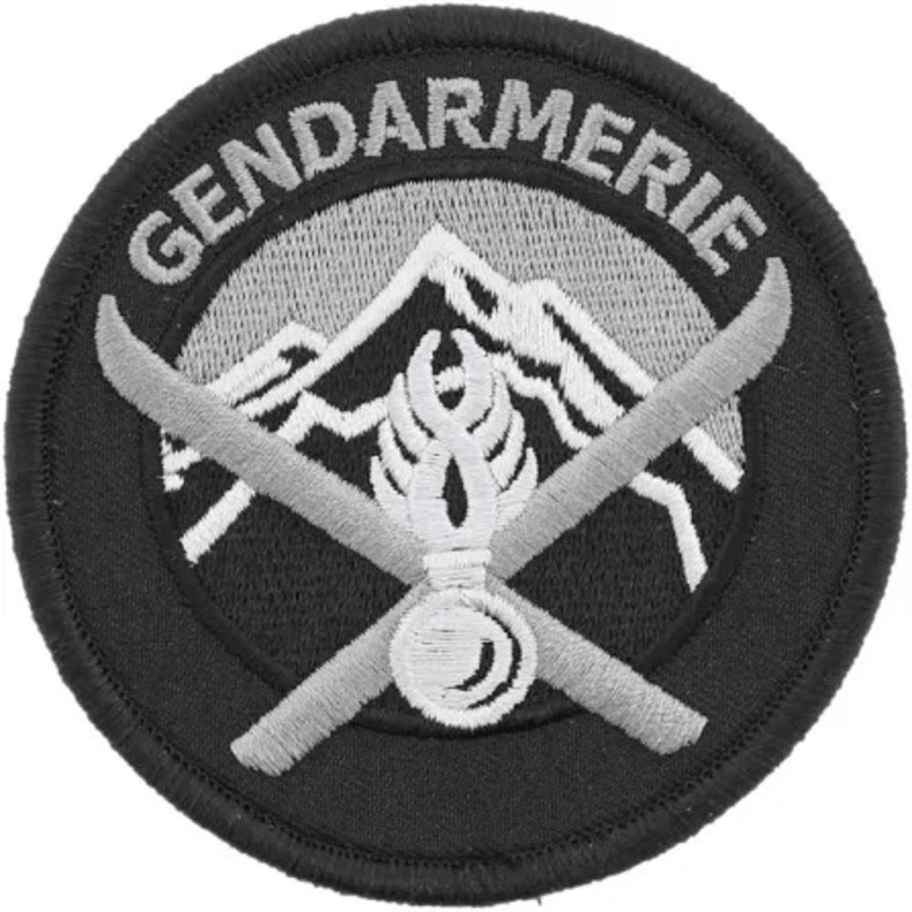 Ecusson de bras brodé Gendarmerie Haute Montagne basse visibilité Noir